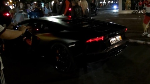 Lamborghini Aventador shooting exhaust flames