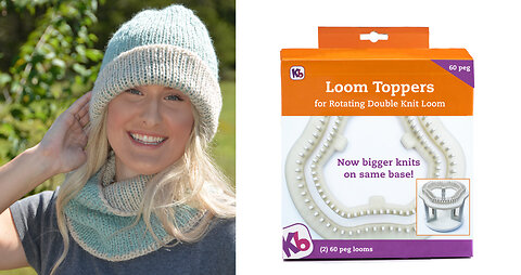 Reversible hat on the KB 'Rotating' Double Knit Loom