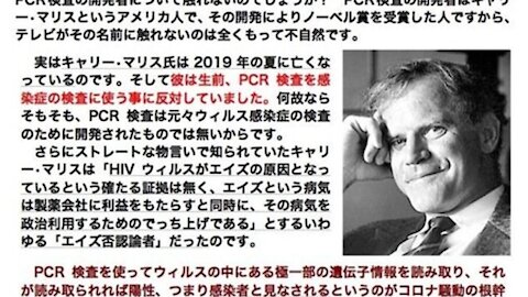 エイズウイルスはなかった❣PCR検査を発明しノーベル化学賞をもらったキャリー・マリス博士❣（日本語吹き替え）