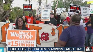 "Fight for $15" protests across Tampa Bay