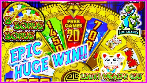 ACTION PACKED 20 FREE GAMES EPIC HUGE WIN SESSION!!! Lucky Wealth Cat Slot