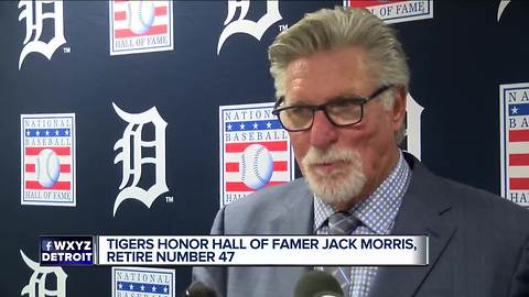 Jack Morris' 47 retired at Comerica Park