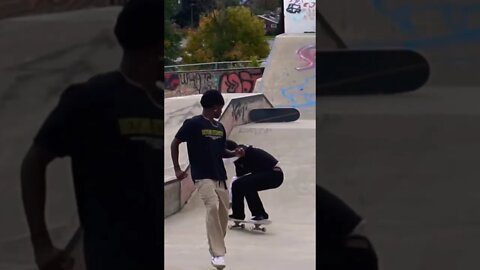 Connor Wine 50-50 up and down the hubba Reid Menzer #skatepark #skateboarding