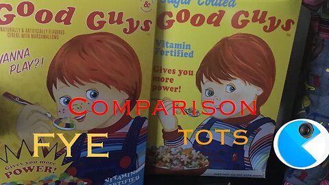 Chucky Good Guy Cereal Trick Or Treats Studios and FYE Comparison