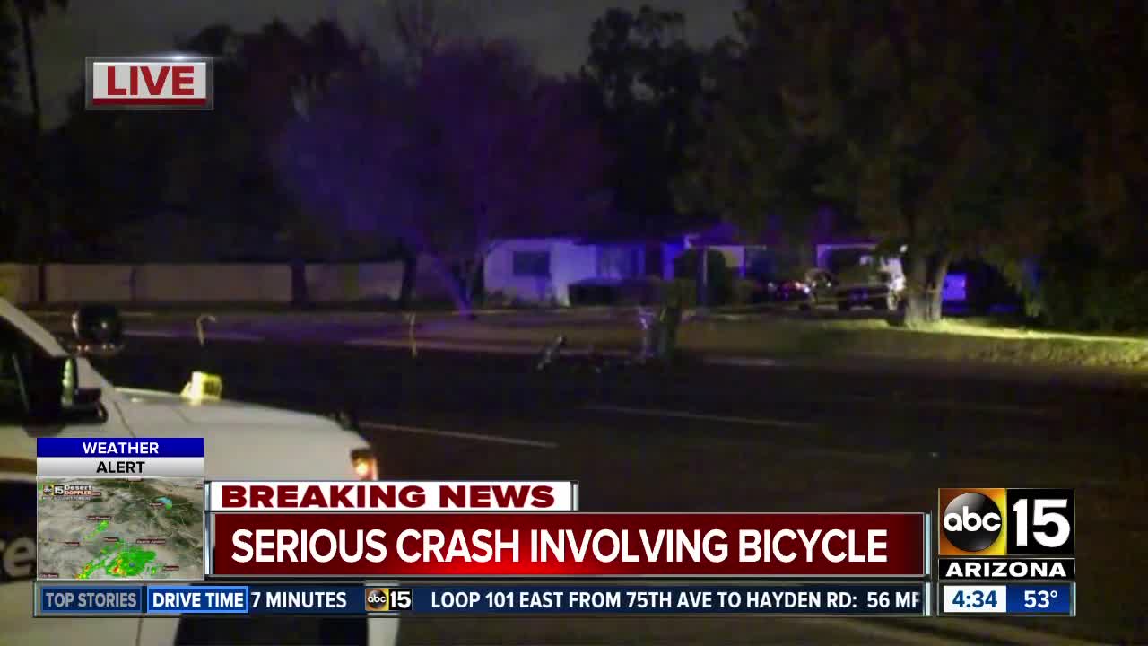 Serious crash involving bicycle in Phoenix
