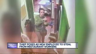 Video catches woman posing as new employee stealing from restaurant workers