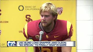 USC blind long snapper Jake Olson reflects on first snap in live game