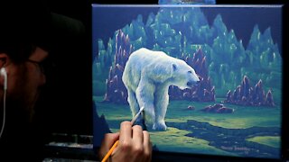 Acrylic Wildlife Painting of a Polar Bear - Time Lapse - Artist Timothy Stanford