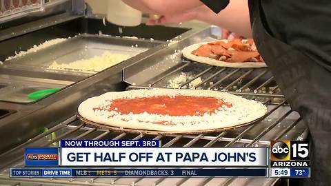 Half off pizza at Papa John's