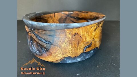 Wood turning: Black Oak and Resin bowl