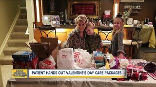 Cancer survivor hands out Valentine's Day care packages to patients