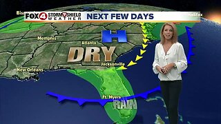 Scattered showers & storms into Friday; dry & comfortable weekend