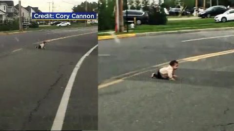 Driver Finds Baby Crawling Across A Street In New Jersey