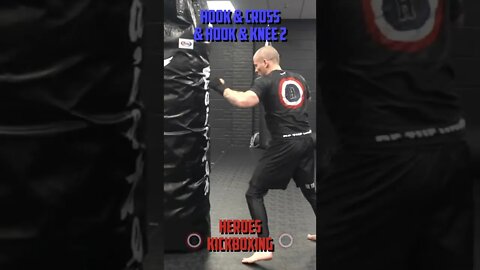 Heroes Training Center | Kickboxing "How To Double Up" Hook & Cross & Hook & Knee 2 BH | #Shorts