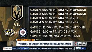 NHL releases Golden Knights Western Conference Finals schedule