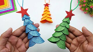 How to Make Christmas Tree With Glitter Foam | Handmade Christmas Decorations | Easy Paper Crafts