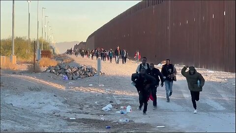 Border wall breach & mass incursion taking place in Lukeville, AZ