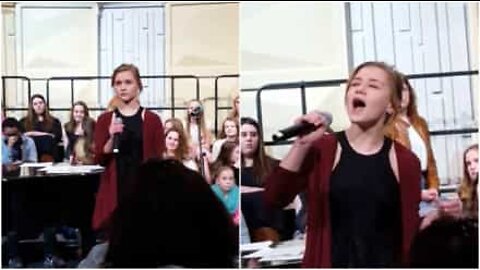 Schoolgirl shocks audience with beautiful version of 'At Last'