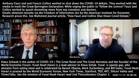 Rick Warren | Why Did Rick Warren Say, "Francis Collins and I Have Been Friends for Many Years. We Met When We Were Both Speaking at the World Economic Forum?"