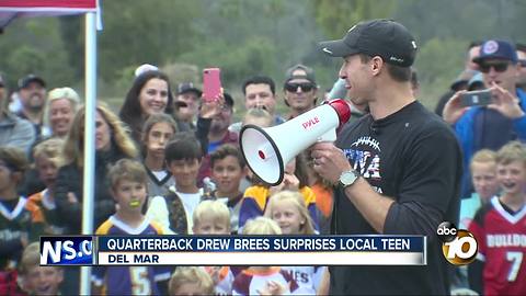 Quarterback Drew Brees surprises local teen