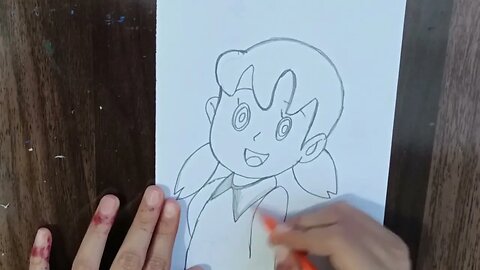 Cute girl cartoon sketching