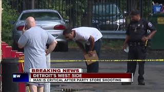 Man in critical condition after party store shooting on Detroit's west side