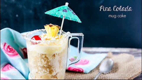 Piña Colada Mug Cake, a Cocktail you can Eat! 3 minutes ⏳