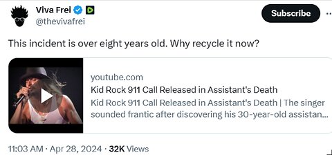 Viva Frei-This incident is over eight years old. Why recycle it now?Kid Rock 911 Call Released