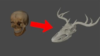 Human Skull to Deer Skull - Blender Sculpting