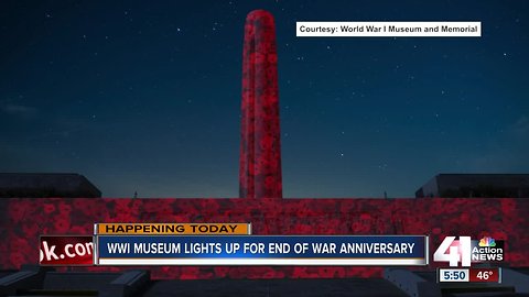 WWI Memorial to light up in projection of poppy flowers to begin Armistice Day commemorations