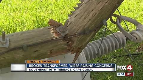 Broken transformer, wires raising concerns