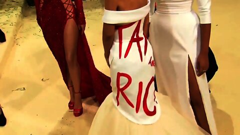 Alexandria Ocasio-Cortez Wears ‘Tax the Rich’ Dress at Met Gala 2021