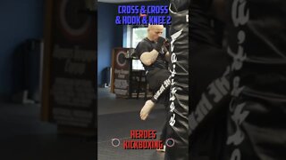 Heroes Training Center | Kickboxing & MMA "How To Double Up" Cross & Cross & Hook & Knee 2 | #Shorts