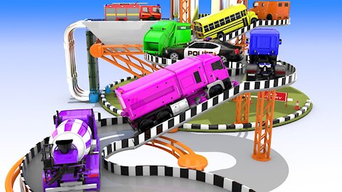 Street Vehicles on T-Tower Lift Parking game Hot-Wheels Car Trailer Games Cars Parking Videos
