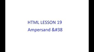 HTML Lesson 19
