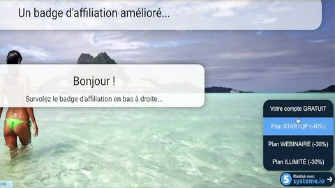 🤩 Un badge d'affiliation SystemeIO amélioré : plans annuels Startup, Webinaire et Illimité.