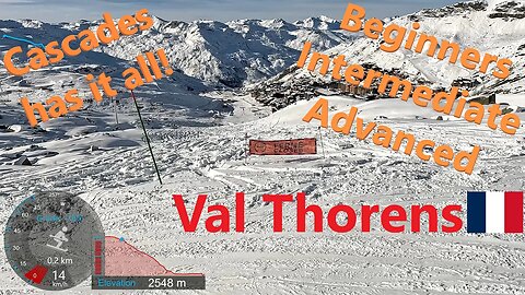 [4K] Skiing Val Thorens Les3Vallées, Cascades= Beginners Intermediate Advanced, France, GoPro HERO11