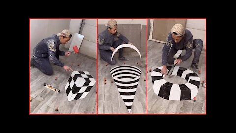 the most beautiful 3D rope tiles design,make 3D floor tile design with cutting