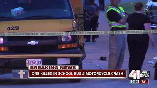 1 dead after motorcycle, school bus collide