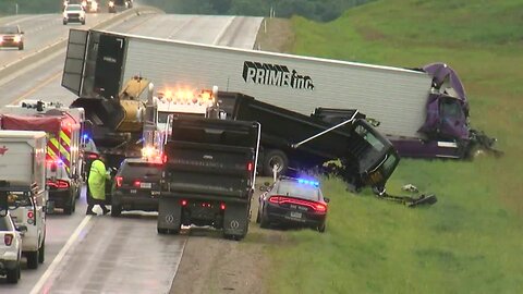 Accident involving semi-truck, dump truck closes Muskogee Turnpike