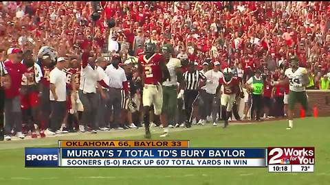 Kyler Murray's 7 TD's lead Oklahoma's 66-33 rout of Baylor