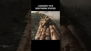 [1918] Logging Operation: Logs Transported By Train | 60fps, AI Enhanced, Colorized