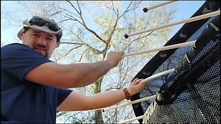 Different options for attaching resistance rods on a Springfree Trampoline.