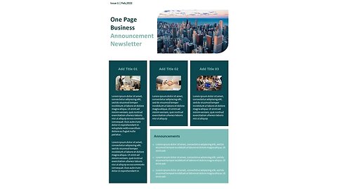 One Page Business Announcement Newsletter PowerPoint Template