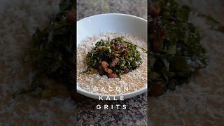 Bacon Kale Grits | Spontaneous Cooking ASMR #shorts #bacon