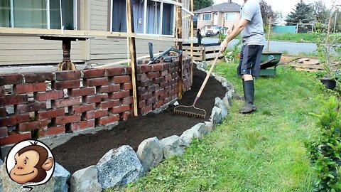 Bean Arbor Stone Wall Raised Bed