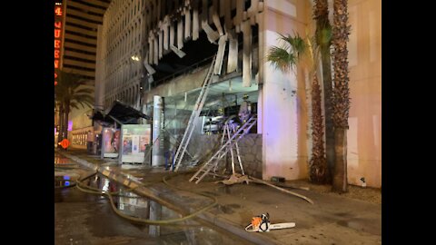 LVFR: At least 5 cars catch fire at Four Queens casino in downtown Las Vegas