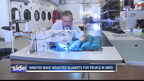 Inmates make weighted blankets to help people in need
