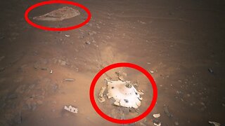 Som ET - 78 - Mars - Ingenuity Sol 414 - Rover Landing Gear Seen From the Air by Mars Helicopter