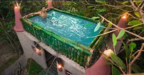 Building Most Beautiful Bamboo Swimming Pool On The Cob Castle Villa